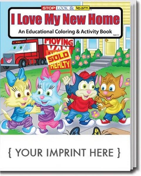 SC0467 I Love My New Home Coloring and Activity Book With Custom Imprint
